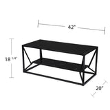 42" Black Glass And Metal With Iron Coffee Table