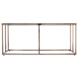 42" Champagne Glass And Metal Geometric Coffee Table