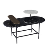 42" Black Faux Marble And Metal With Iron Coffee Table