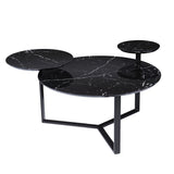 43" Black Faux Marble And Metal With Iron Round Coffee Table