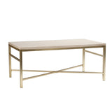 42" Off White Manufactured Wood And Metal Rectangular Coffee Table