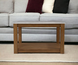 30" Natural And Natural Brown Solid Manufactured Wood Square Coffee Table