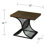 19" Black And Brown Wood And Iron End Table