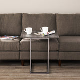 25" Silver And Gray Expandable Rectangular End Table