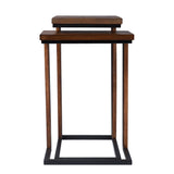 Set Of Two 25" Brown Solid Wood Rectangular Nested End Tables