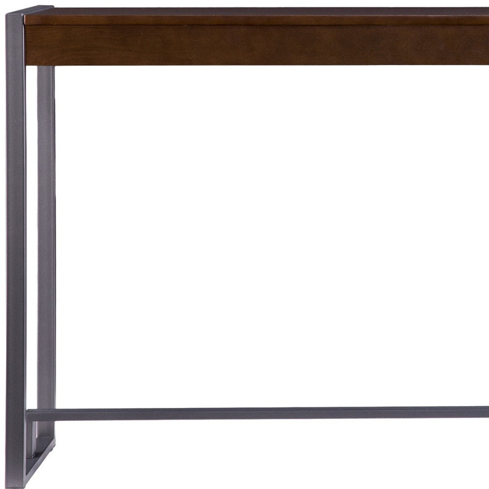 54" Dark Brown and Gunmetal Sled Console Table