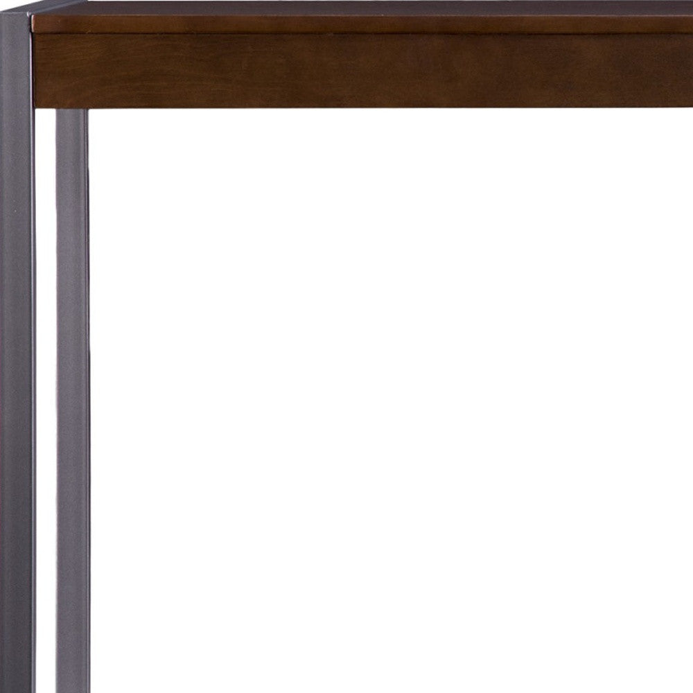 54" Dark Brown and Gunmetal Sled Console Table