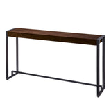 54" Dark Brown and Gunmetal Sled Console Table