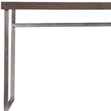 46" Gray Brown and Silver Distressed Sled Console Table