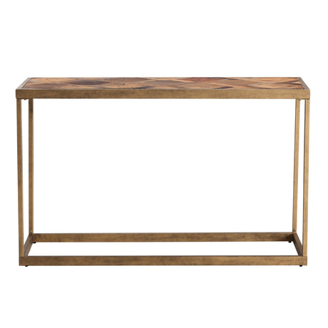 48" Natural and Brass Reclaimed Wood Frame Console Table