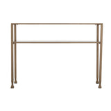 43" Clear and Gold Glass Console Table With Shelves