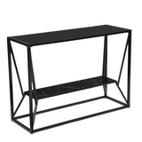 42" Black Glass Frame Console Table With Shelves