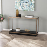 48" Clear and Champagne Glass Floor Shelf Console Table With Shelves