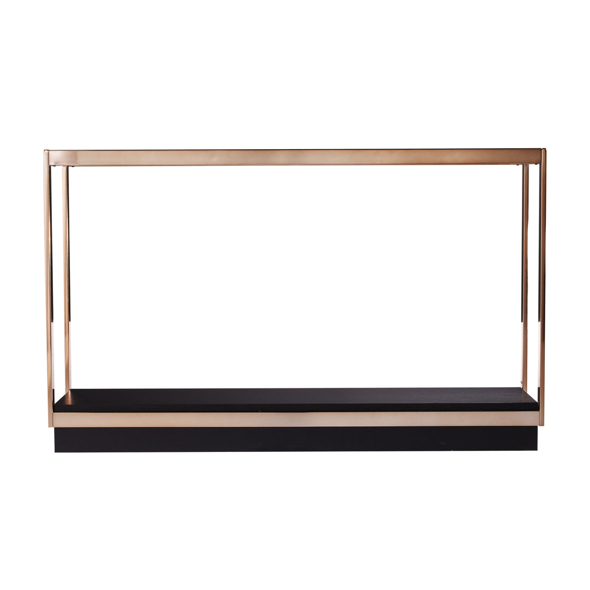 48" Clear and Champagne Glass Floor Shelf Console Table With Shelves