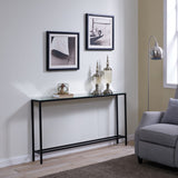 56" Silver and Gunmetal Mirrored Glass Console Table