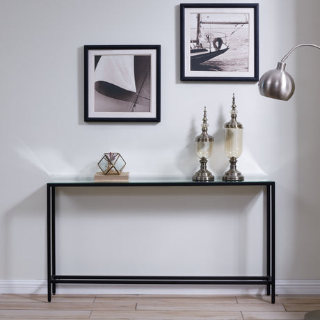 56" Silver and Gunmetal Mirrored Glass Console Table