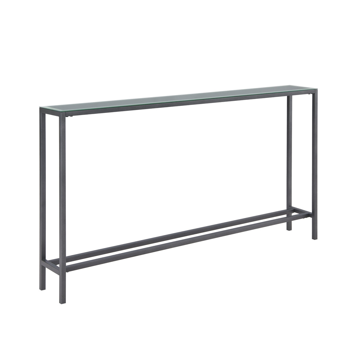 56" Silver and Gunmetal Mirrored Glass Console Table