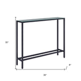 36" Black and Gunmetal Mirrored Glass Console Table