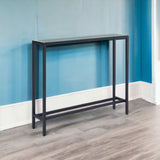 36" Black and Gunmetal Mirrored Glass Console Table