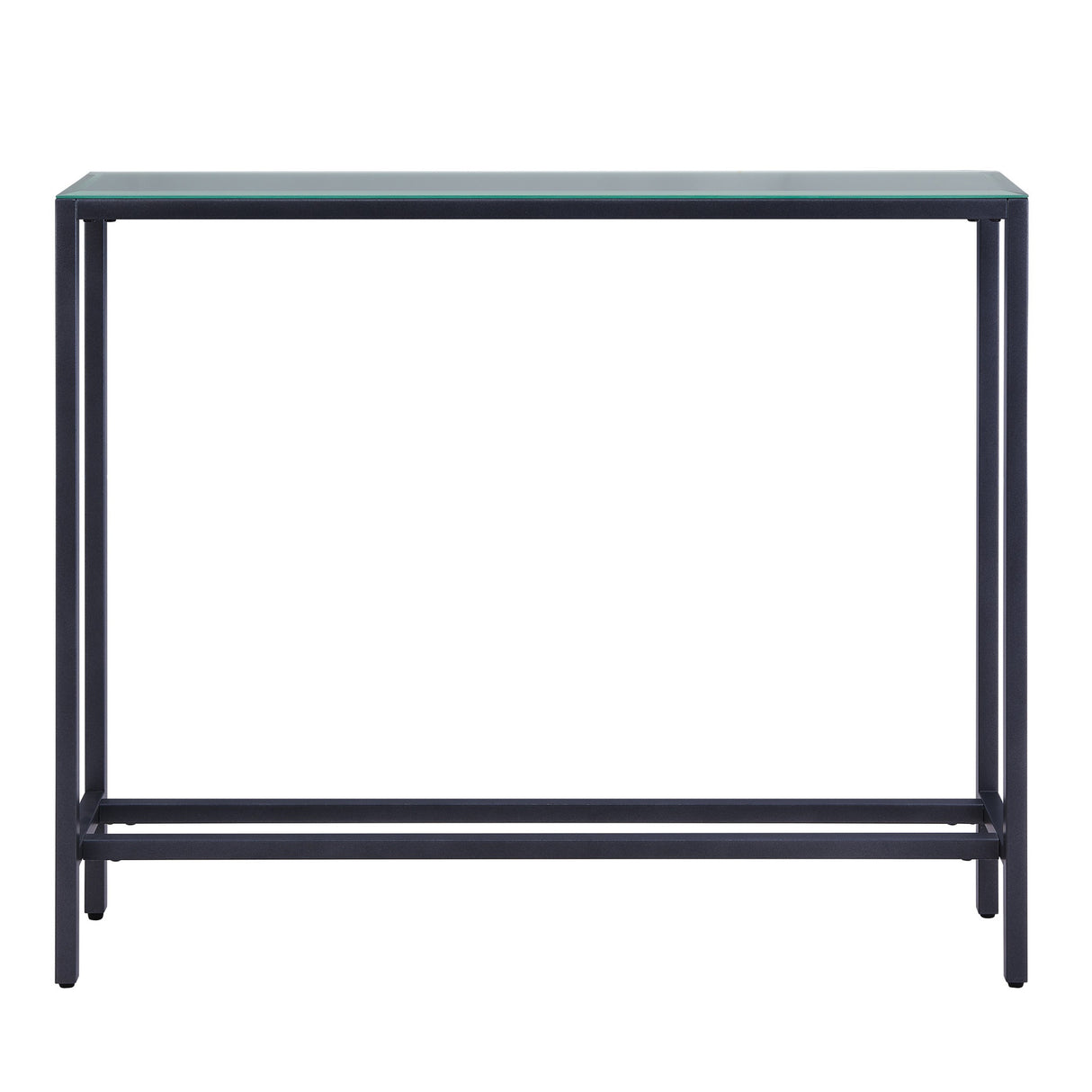 36" Black and Gunmetal Mirrored Glass Console Table