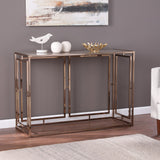 44" Champagne and Gold Faux Marble Frame Console Table