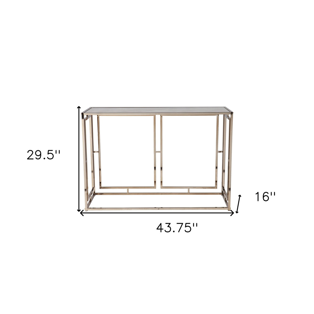 44" Champagne and Gold Faux Marble Frame Console Table