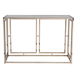 44" Champagne and Gold Faux Marble Frame Console Table