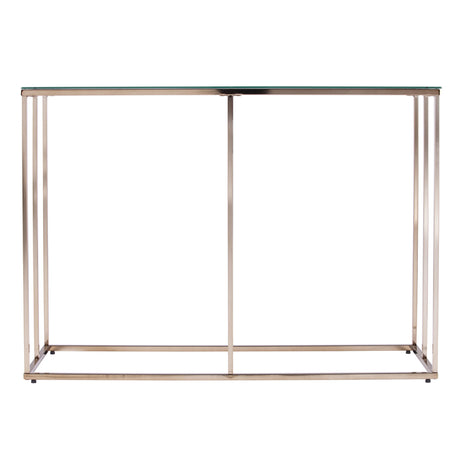 42" Clear and Gold Glass Frame Console Table