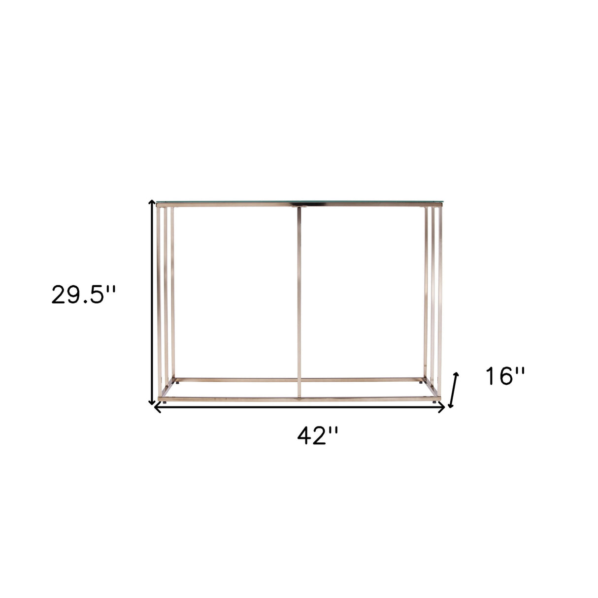 42" Clear and Gold Glass Frame Console Table