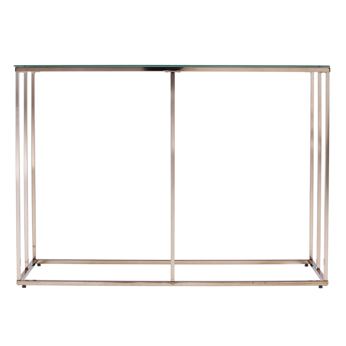 42" Clear and Gold Glass Frame Console Table