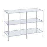 42" Clear and Silver Glass Mirrored Frame Console Table With Shelves