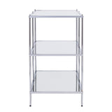 42" Clear and Silver Glass Mirrored Frame Console Table With Shelves