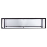 52" Clear and Black Glass Mirrored Sled Console Table With Shelves