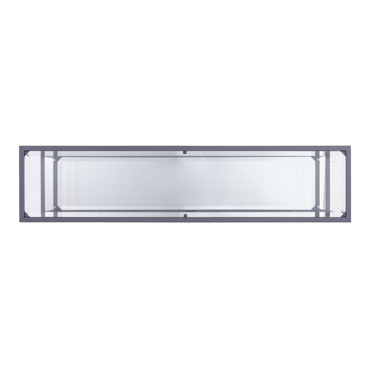 52" Clear and Silver Glass Sled Console Table With Shelves