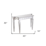 45" Silver Mirrored Glass Free Form Console Table