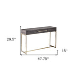 48" Gray and Gold Sled Console Table With Storage