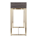 48" Gray and Gold Sled Console Table With Storage