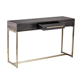 48" Gray and Gold Sled Console Table With Storage