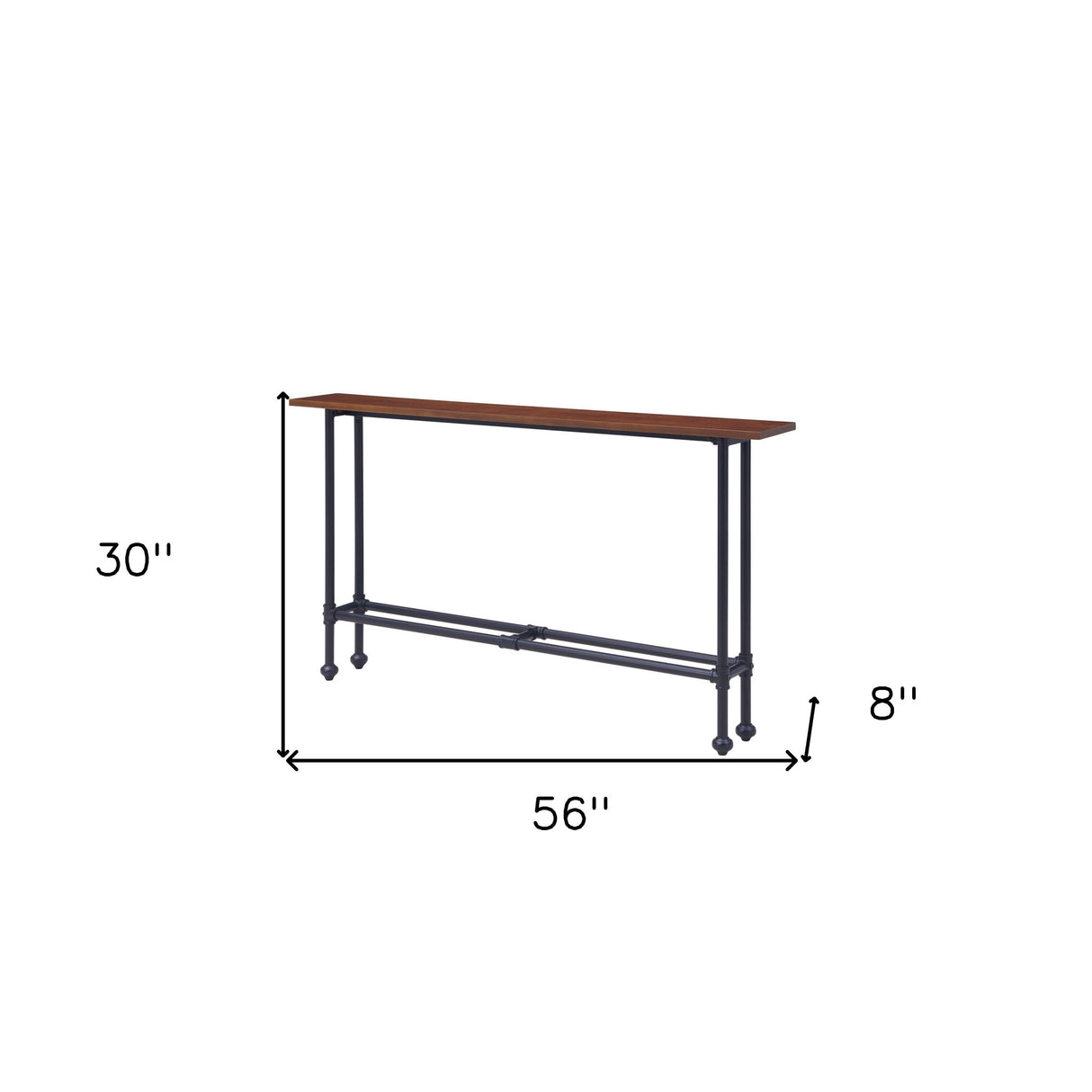 56" Espresso and Black Console Table