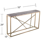 52" Gray and Gold Faux Marble Frame Console Table