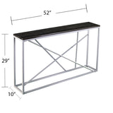 52" Black and Silver Faux Stone Frame Console Table