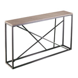 52" Taupe and Gray Faux Stone Frame Console Table