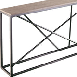 52" Taupe and Gray Faux Stone Frame Console Table