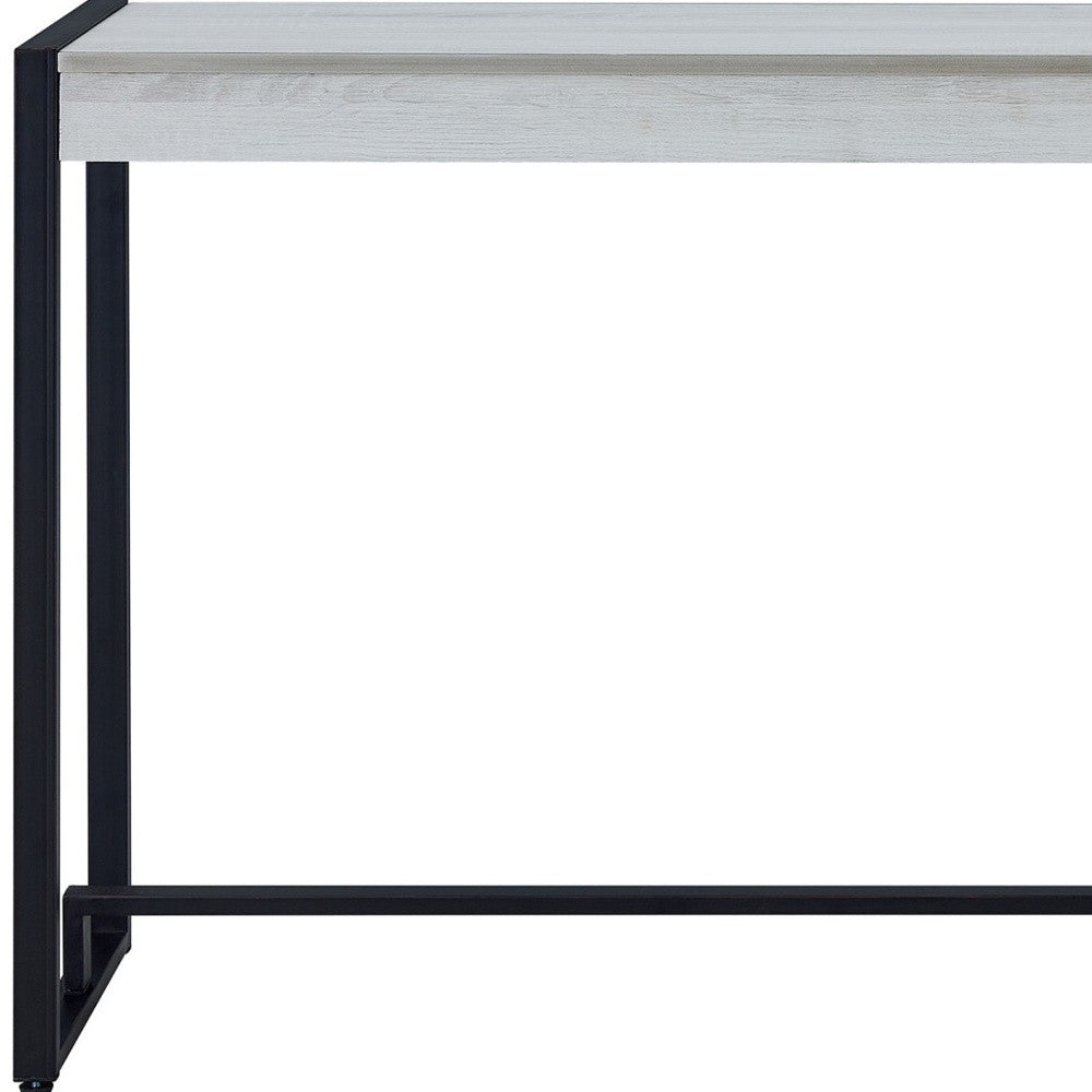 54" White and Black Distressed Sled Console Table