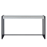 54" White and Black Distressed Sled Console Table