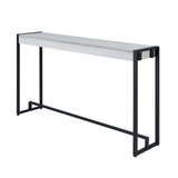 54" White and Black Distressed Sled Console Table