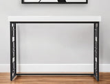 42" White and Black Glass Sled Console Table