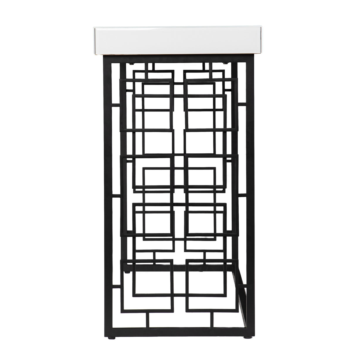 42" White and Black Glass Sled Console Table