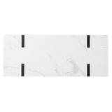 39" White and Black Faux Marble Sled Console Table