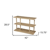 42" Natural Floor Shelf Console Table With Shelves